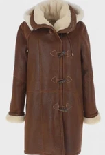 Women's Shearling Coat Brown in Genuine Sheepskin/ Vintage fur Coat fully Lined