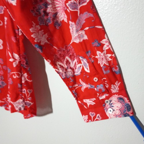 Talbots geknöpfte Bluse Top Gr. PL Large Petite, rot Blumen Baumwolle Freizeit Karriere - Bild 8 von 8