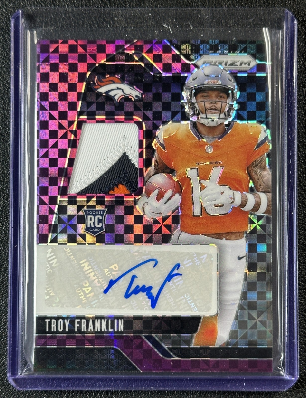 TROY FRANKLIN 2024 PANINI PRIZM #RPA-TFN ROOKIE PATCH AUTO PURPLE POWER RC 9/49