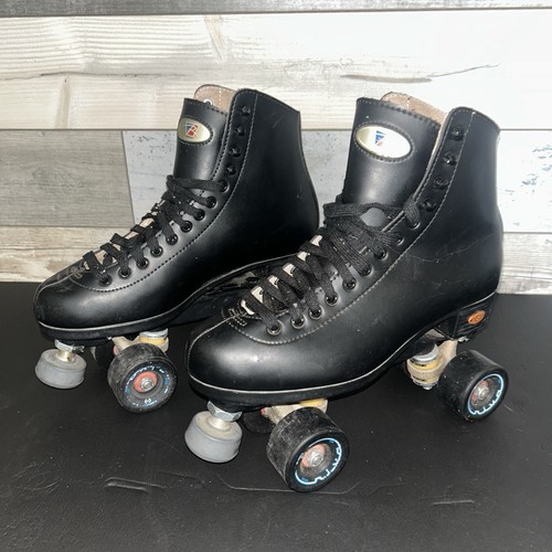 Riedell Men's Quad Skates Model 111BR Size 8 Black Leather Rollerskates