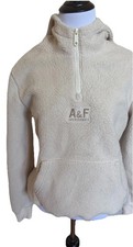 Abercrombie  Fitch Sherpa Hoodie Cream 1/4 Zip, youth 13/14 Fits Adult XS