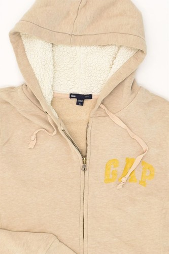 Suéter con capucha y cremallera GAP para mujer Reino Unido 12 mediano beige algodón TX14 - Imagen 3 de 3