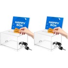 2 PCS Feedback Box Clear Donation Jars for Fundraising Raffle Ticket Container