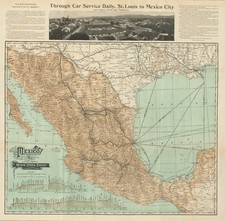 Poole Bros. 1908 Mapa Promocional de México, Ferrocarril Central Mexicano