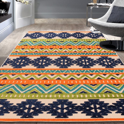 World Rug Gallery Contemporary Geometric Bohemian Multi 5' x 7'