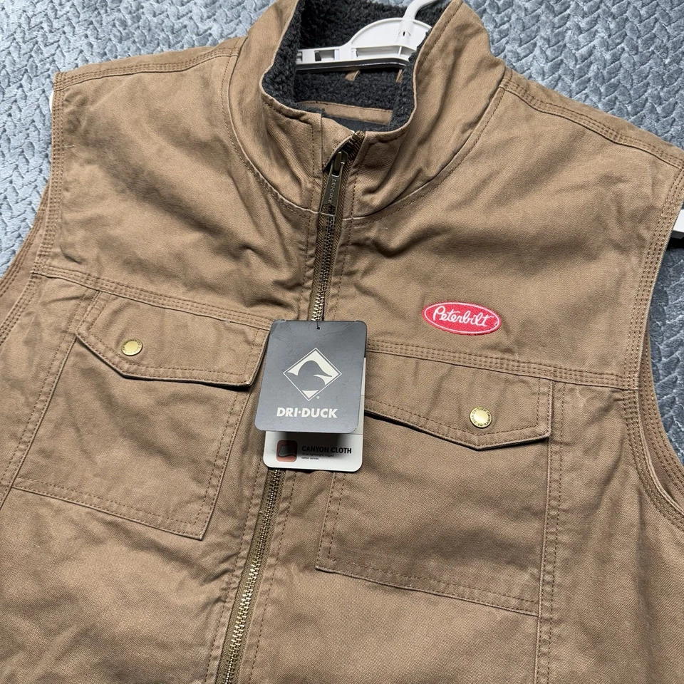 Dri Duck Canyon Cloth Insulated Work Vest Peterbilt Brown Full Zip Heavy Duty XL - Image 2 of 4