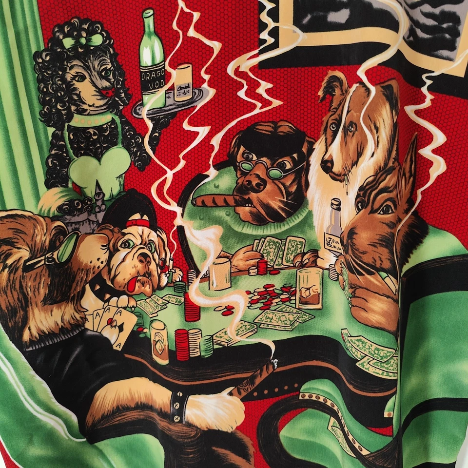 Vintage Dragonfly Shirt Mens Medium Red Dogs Poker Smoking Bowling Button Up - Image 4 of 4