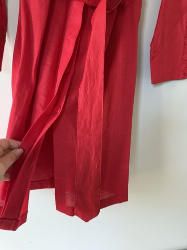 Women red button down shirt dress size Medium %100 Cotton Tunic - Picture 4 of 7
