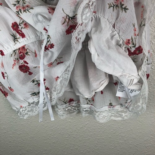 American Eagle Faux Wrap Babydoll Floral Lace Cami Camisole Tank Top Cropped - Picture 6 of 7