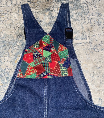 VTG Handmade Cottagecore Overalls Size 7/8 - Route 66 Red Patch Work Depiction - Picture 8 of 12