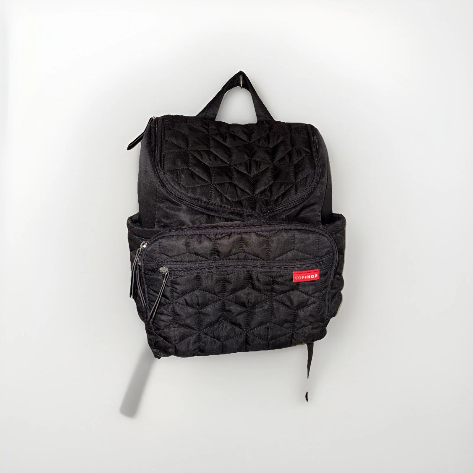 Skip Hop Forma Diaper Backpack Ouilted Black Pattern With Portable Changing Pad