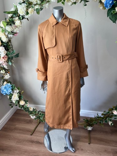 TED BAKER Trench Coat Womens UK 8 & 10 Biferno Brown Colourblock Belted NEW - Picture 13 of 24