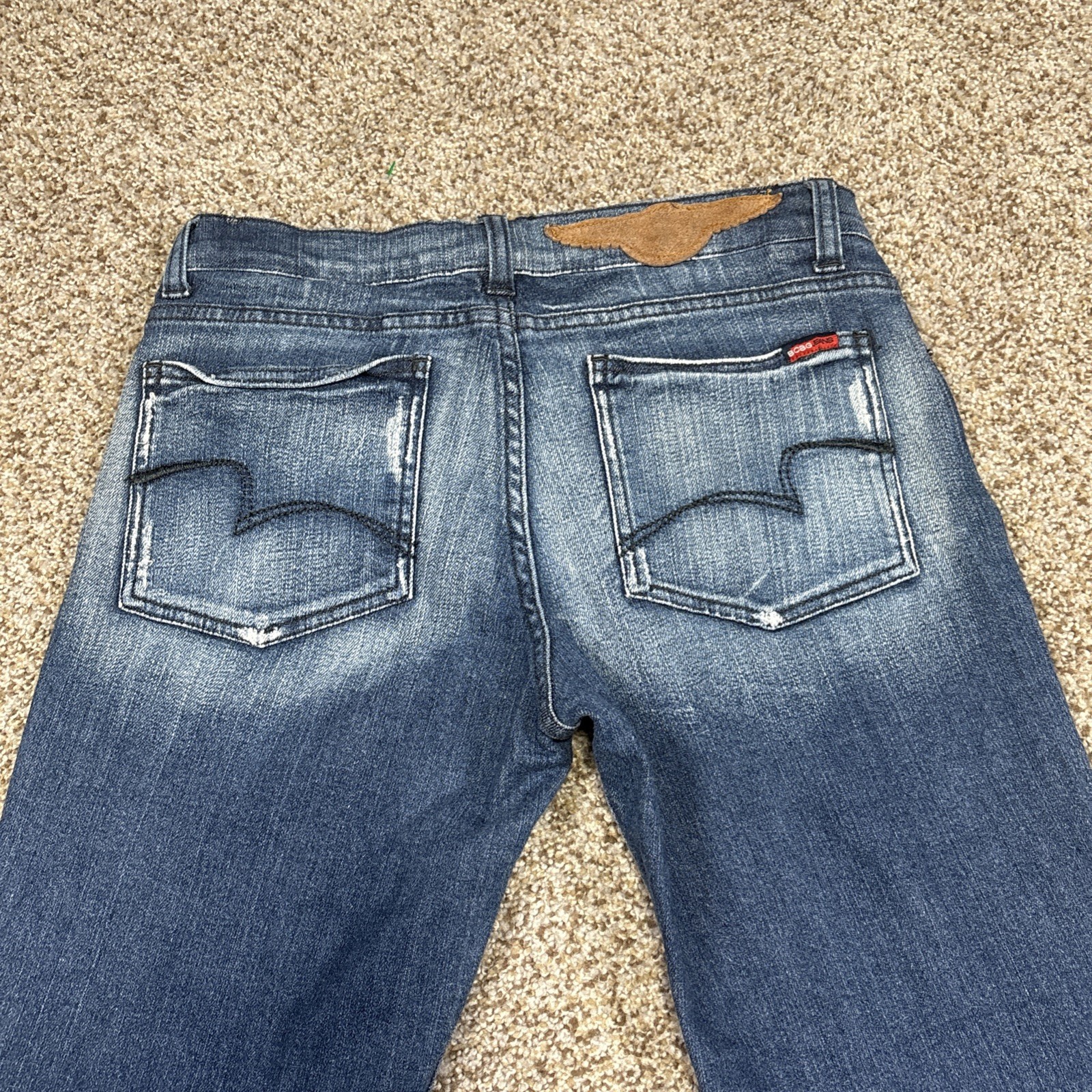 BCBG MAXAZRIA Women's Blue Denim Jeans 29 X 26 Bootcut Flare Crop Raw Hem - View 11