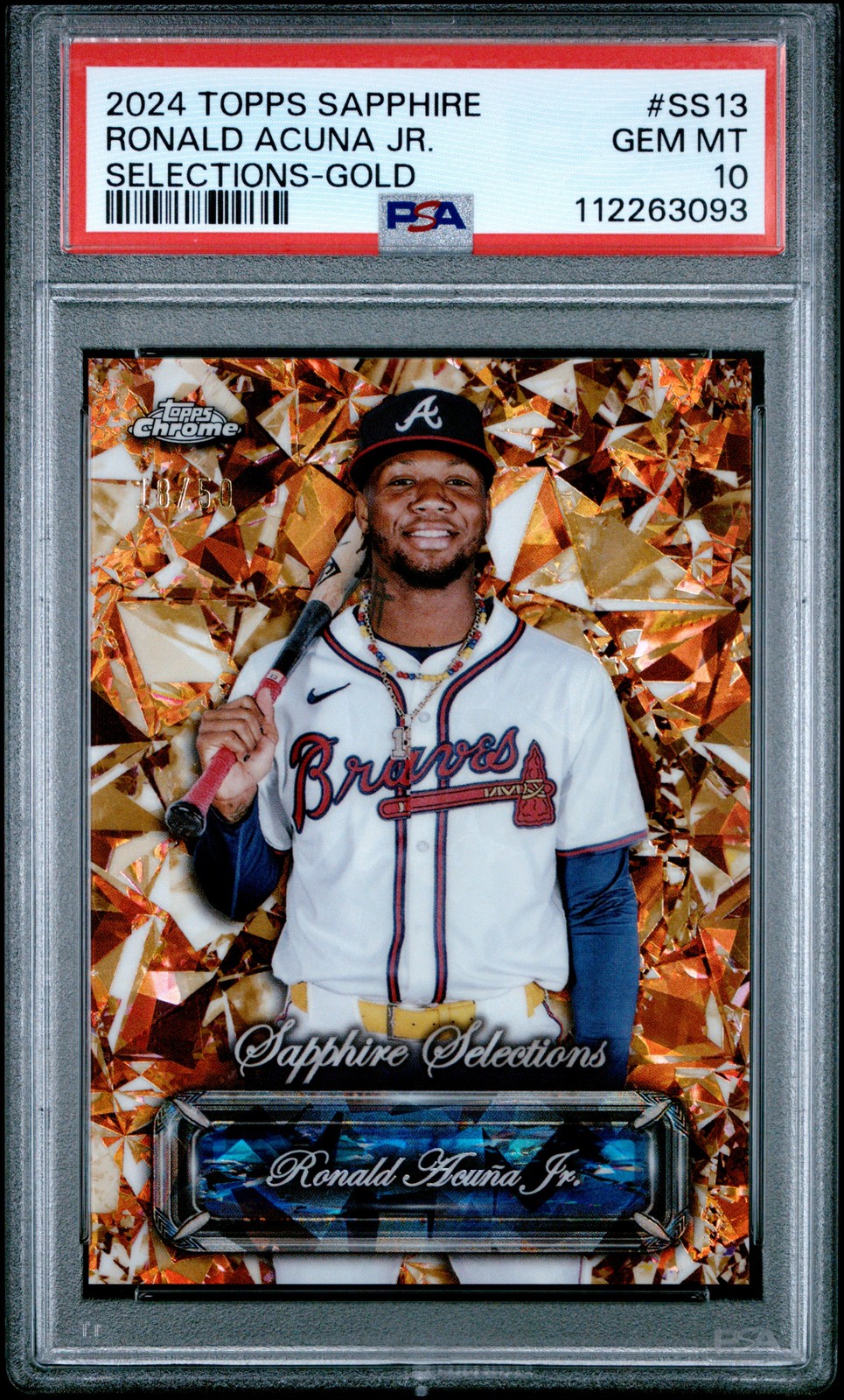 2024 Topps Chrome Sapphire Selections #SS13 Ronald Acuna Jr. Gold PSA 10