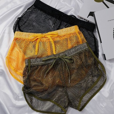 Atmungsaktive Mesh Boxershorts für Herren Aushöhlen Flat Front Unterwäsche Lo