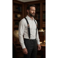 Duluth Trading Co Mens Black Side Clip Suspenders Heavy Duty X-Back Adjustable