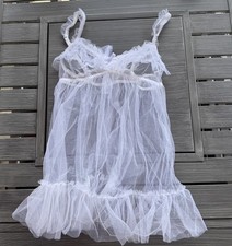 Vintage Victoria Secret White Tulle Baby Doll Lingerie Sheer Bridal Collection