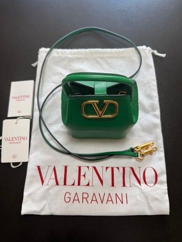 Valentino VLogo Signature Mini Bucket Bag Green Made in Italy Rare Color