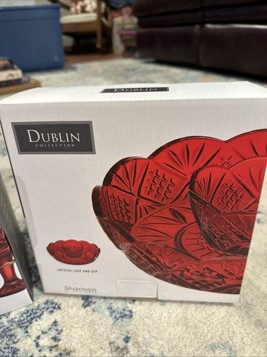 NEW Stock Dublin Collection Red Crystal Tray/Goblet/bowls Shannon Godinger - Picture 3 of 3