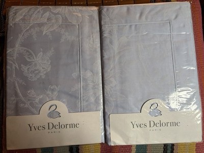 Pair Yves Delorme Aurore Opalia King Shams Organic Cotton New Sealed $220