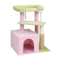 27.5" Cat Tree Tower Multi Level Scratching Post Pink Flower Playing Condo House
