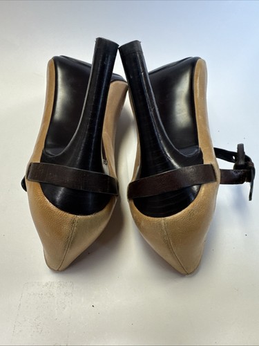Audrey Brooke Womens Brown Leather Peep Toe Pumps Heels Sz 9 ankle straps - 第 8/10 張圖片