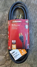 NEW Husky 8 ft. Black 16/3 Medium-Duty Tool Replacement Cord Grounded