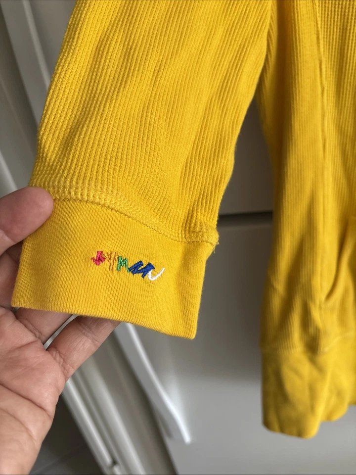 Sudadera con capucha Coogi tejida amarilla bordada cuello en V algodón para mujer talla XL Foto 2 de 4