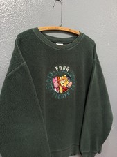 Vintage 90 s Disney Winnie The Pooh And Friends Green Fleece Sweatshirt Large