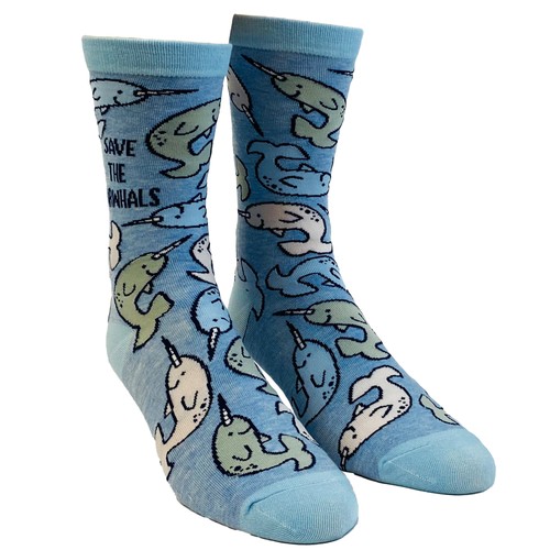 Youth Save The Narwhals Socks Cute Ocean Whale Unicorn of The Sea Graphic - Picture 2 of 9