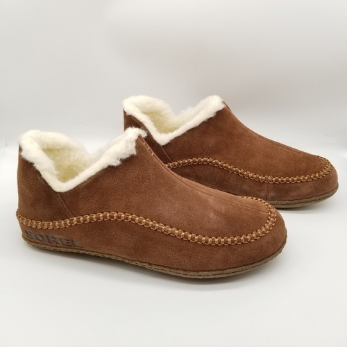 Sorel Men's Manawan II Slipper Sz 10 Brown Suede Slip On Shearlining Casual