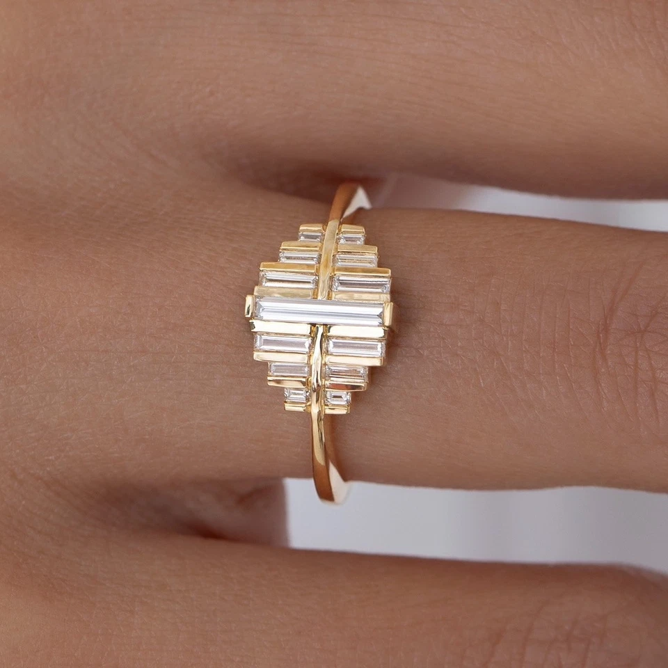 2.00Ct Baguette Cut Lab Grown Diamond Wedding Engagement Ring 10k Yellow Gold - Image 2 of 4