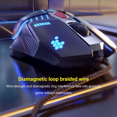 RGB Gaming Mouse Wired Silent 7200 DPI Optical Gamer Mice With Programmable B FY - Bild 5 von 24
