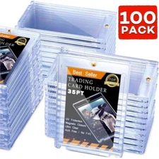 100 Pack Magnetic Card Holders Trading Sports 35pt One-Touch UV Protection Cover