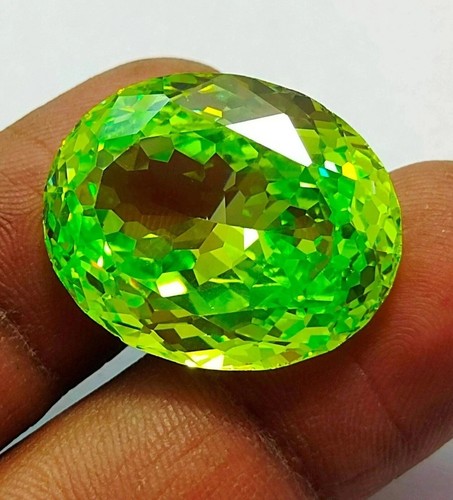 Certified 101.21 Ct Natural Oval Cambodian Green Zircon Loose Gemstone - Picture 2 of 7
