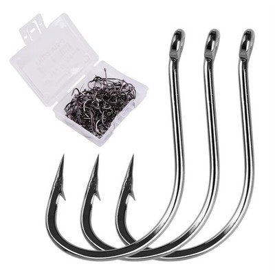 100pcs Circle Fishing Hooks 1# 1/0 5/10 Ultra Sharp Carbon Steel Octopus Offset