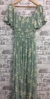 Patrons of Peace Green Blue Shirred Midi Dress With Floral Print Size L SR159F4
