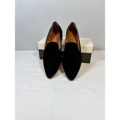 Wonderly Inez Black Suede Pointed Toe Loafers Snakeskin Heel Detail Womens 11