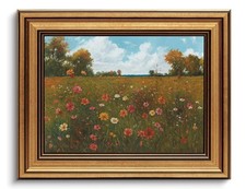 Gold Framed Wall Art Vintage Floral Canvas Wall Art Floral Countryside Bloomi...