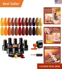 12 Color Gel Nail Polish Set - Non-Toxic Autumn Hues for Elegant DIY Manicures