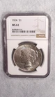 1924 P Peace Dollar NGC MS61 UNCIRCULATED $1 Coin BUY IT NOW!