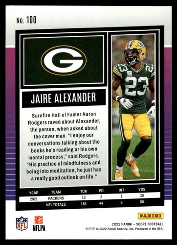 2022 Score Orange Jaire Alexander /599 Green Bay Packers #100 - Picture 2 of 2