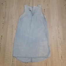 Cute Sleeveless Chambray High Low Dress In Light Blue Medium Casual Beach Summer
