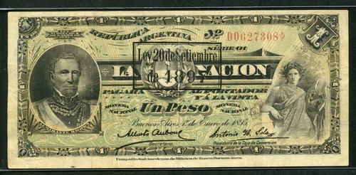 Argentinien 1895 (1897) 1 Peso P218 ss - Bild 1 von 2