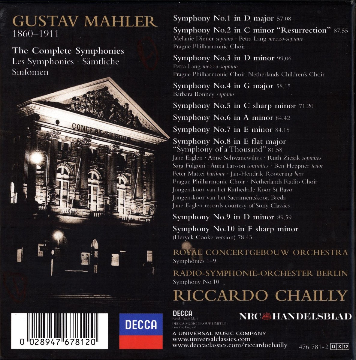 【未開封】Mahler: The Complete Symphonies MAHLER: The Complete Symphonies / Riccardo Chailly - RCO,RSO