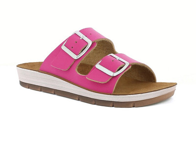 Ciabatte da donna argento e bianco con zeppa 4,5 cm P Soft