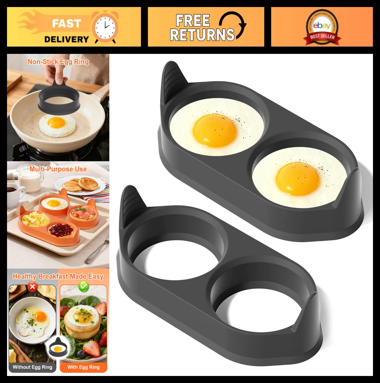 Non-Stick Silicone Egg Rings, 2 Pack - Leak-Proof, BPA Free, Heat Resistant, Dis
Opens in a new wind