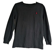 Polo Ralph Lauren Youth Long Sleeve T-Shirt Black Red Pony Logo Kids S 7 0435