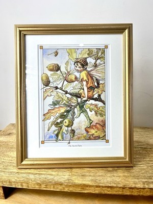Die Eichelfee - Die Blumenfeen Cicely Mary Barker Vintage Goldrahmen