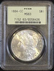 1884 CC Morgan Silver Dollar PCGS Graded MS 63 GREEN LABEL Old Holder